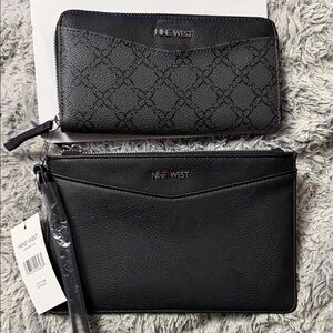 Nine West Black Clutch and Wristlet Set